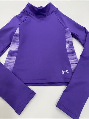 Under Armour Kids' Purple Long Sleeve Rashguard with Patterned Side Panels